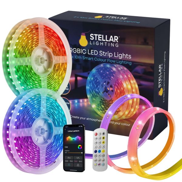 Stellar Lighting Premium LED RGBIC Strip Lights 20m (2 x 10m) IP67 Outdoor