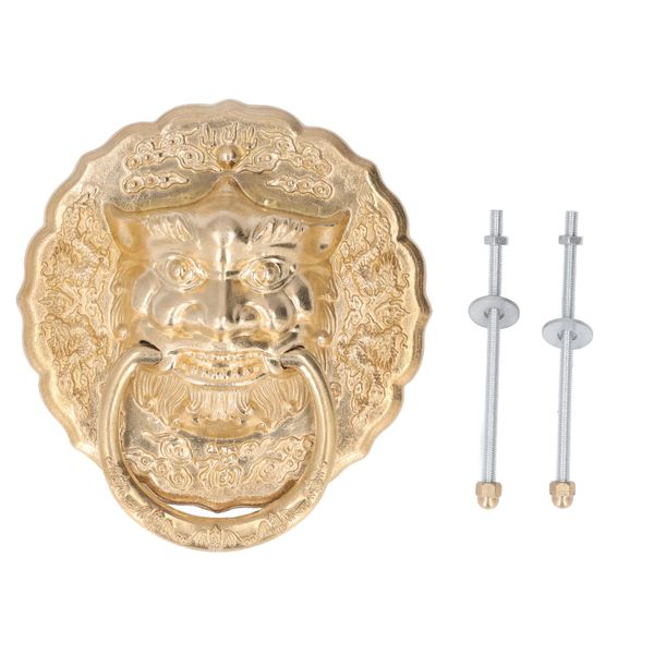 Brass Animal-Head Door Knocker Ring for Wooden Courtyard Doors