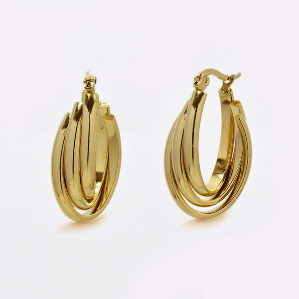 Chunky Stainless Steel Twisted Gold Hoop Earrings