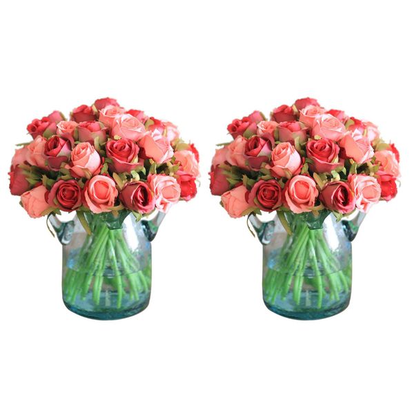 12Pcs/Lots Rose Flowers Wedding Bouquet Rose Silk(Champagne