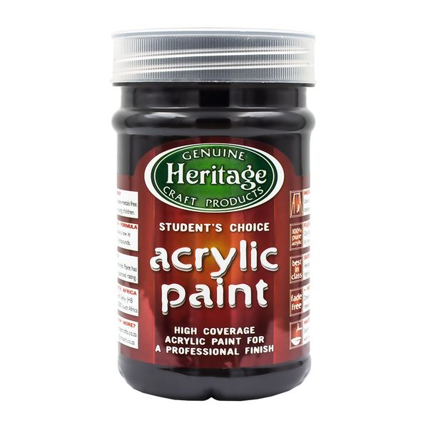 Heritage Pure Acrylic Paint 250ml - Black