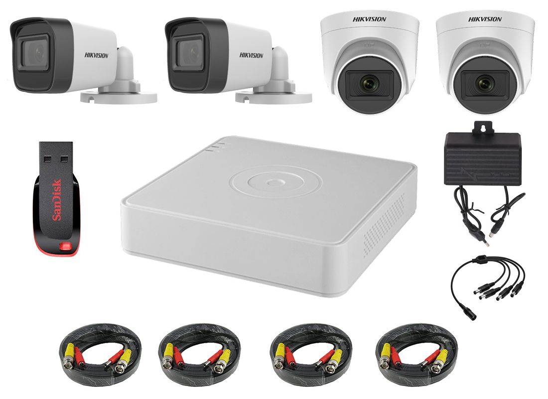 Hikvision 4 Channel 1080P 2MP DIY CCTV Kit - New Model