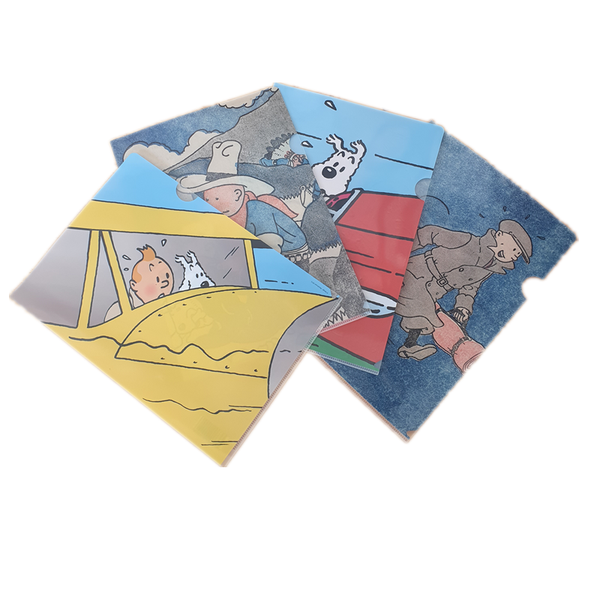 A set of four A4 folders for the Adventures of Tintin