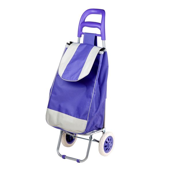 Striped Purple Shopping Trolley Bag On Wheels - 30 Kg