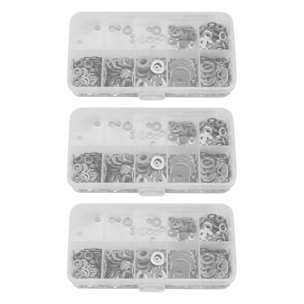 600Pcs/Set M1 6 M2 - M10 Stainless Steel Flat Washer Assortment Kit