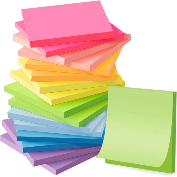 800 Neon Sticky Notes-Fluorescent Self-Adhesive Memo Pads for Study&amp;Rewards
