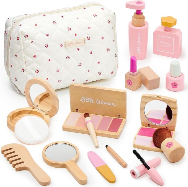 Wooden Children's Make-Up Set Girls Children Make-Up Toy Role Play Set