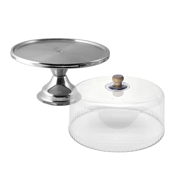 Elegant Steel Cake Stand + Acrylic Cake Dome - Combo