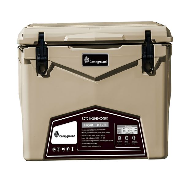 Campground Roto Molded Cooler Box - 60Qt / 56.8L - Keeps Ice up to 5 days