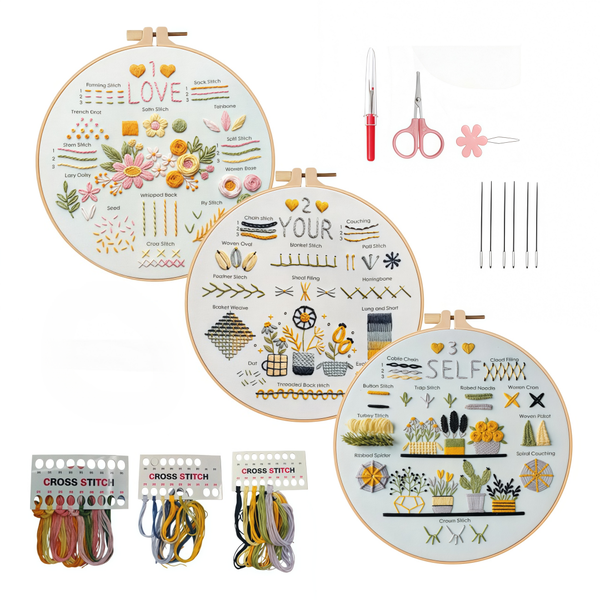 Embroidery Kit For Beginners, Cross Stitch Starter Set With Hoop