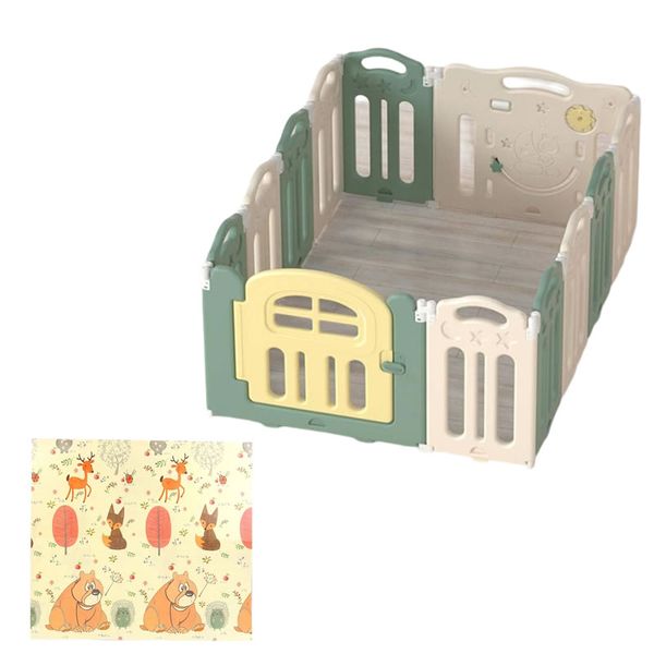 Folding Baby Kids Safety Play Fence with Mat