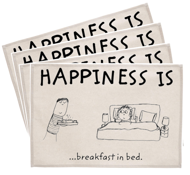 Placemat Set - Happiness is breakfast in bed (Set of 4)