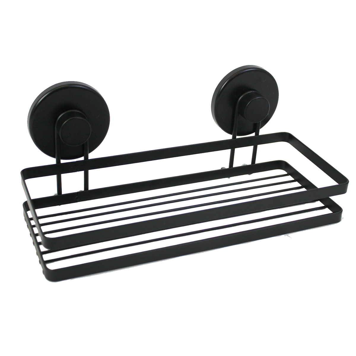 Shower Rack Caddy, No Drill, 25x10x8.7cm, Suction Cups - Matt Black