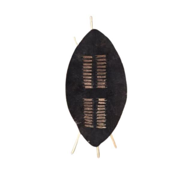 Extra Large Black Zulu Shield Handcrafted Of Cow Hide Standing 110cm Tall