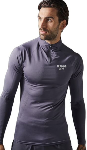 boohooMAN - Men's Training Dept Muscle Fit Perforated 1/4 Zip - Charcoal