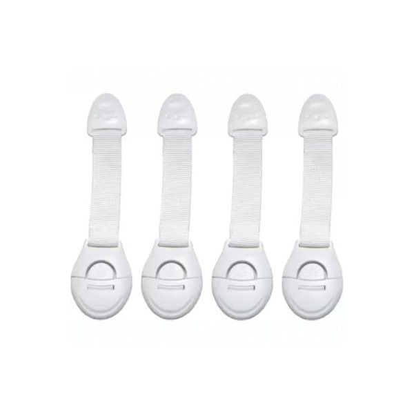 4 Piece - Safety Belt Cabinet Lock - White