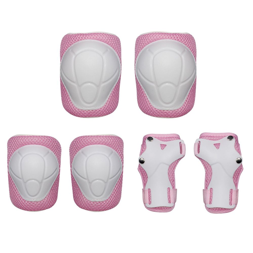 Adjustable Sports Protective Gear Guards Set for Kids - Pack of 6 (Pink)