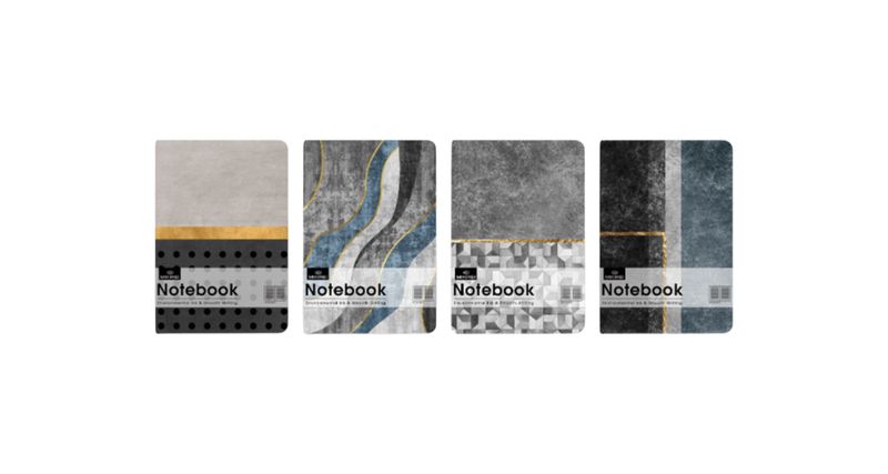 4 Piece Set Marble Colours Notebook - 21 × 14.5cm