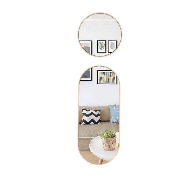 Gold Elegant Oval &amp; Round Frame Mirror Set 100x60 cm - 2 Pcs