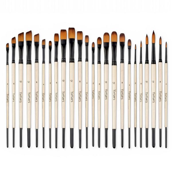 24pcs ArtNova Professional Multipurpose Wooden Artist Oil Paint Brushes