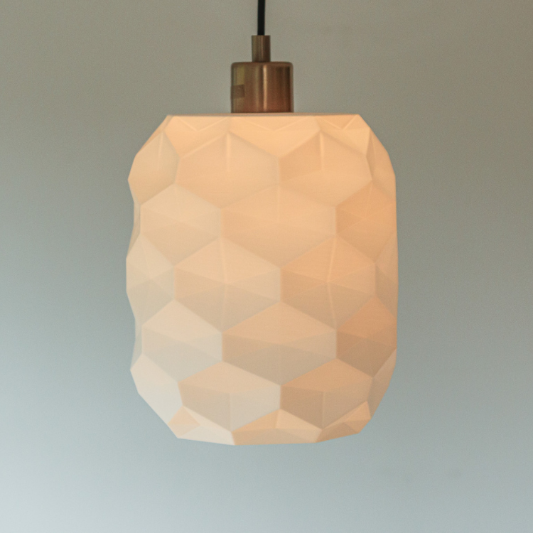HexGlow Pendant Light - Modern White with Gold Fitting