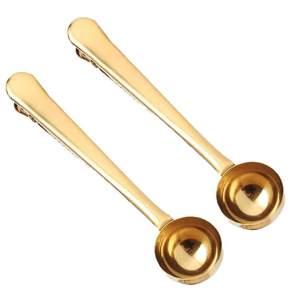 Stainless Steel Long Handle Coffee Scoop with Clip - 2 Pack