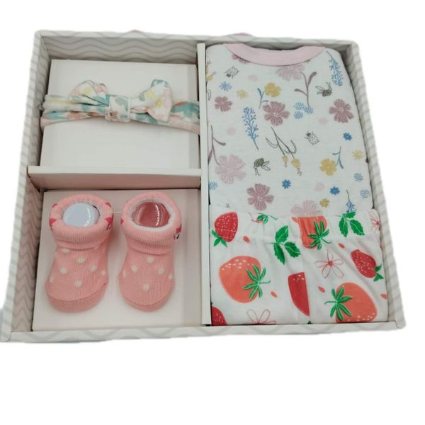 4-Piece Newborn Baby Floral &amp; Strawberry Gift Set - Pink (0-3 Months)
