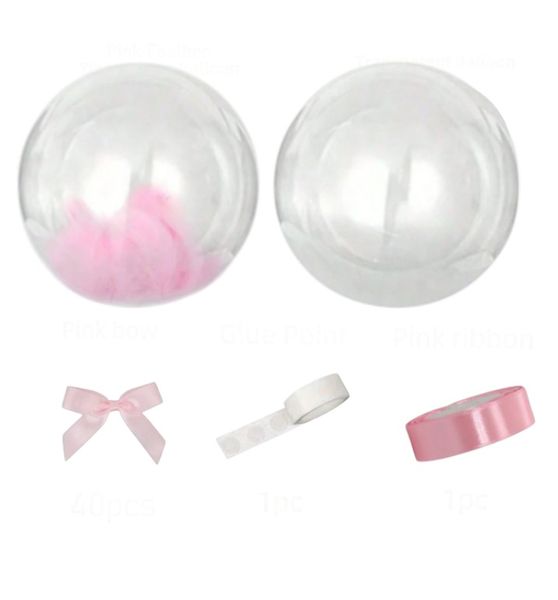 52 Piece - Decoration Set With 5 Transparent &amp; 5 Pink Feather Balloons