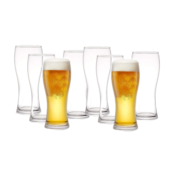 Premium Beer Glass Set - 8 x 400ml - Glasses Set for Beer&amp; Draught