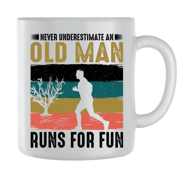 Old Man Coffee Mugs for Men Women Running Graphic Sayings Cups Present 178