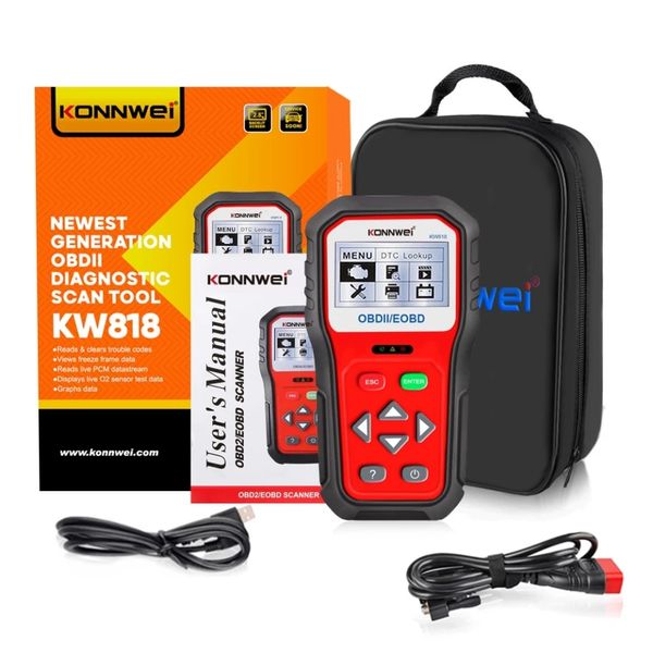 KW818 Enhanced OBDII ODB2 EOBD Car Diagnostic Scanner 12V Tester