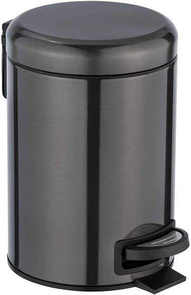 Wenko - 3L Pedal Bin - Leman - Stainless Steel - Shiny Black