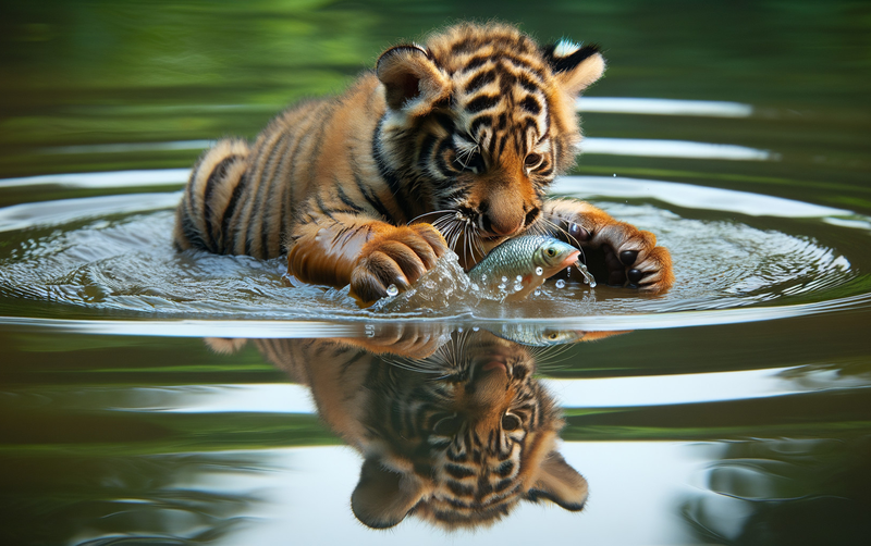 Canvas Wall Art Decor - Tiger Cub Reflection Artwork