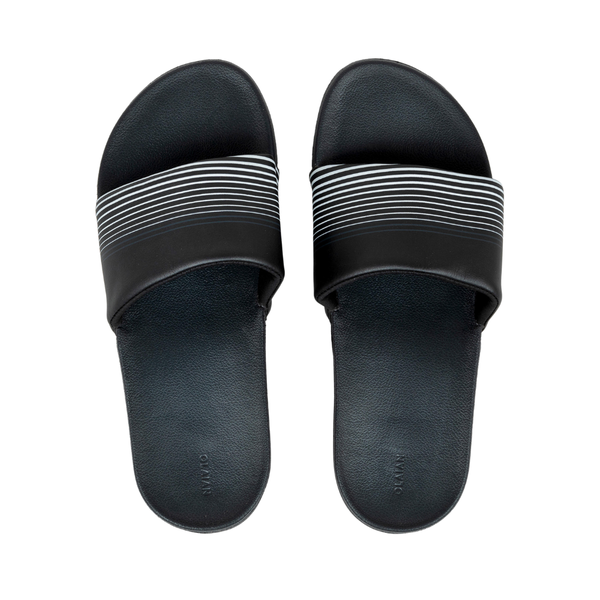 Olaian Men's Slides 550 Lines - Black/Grey