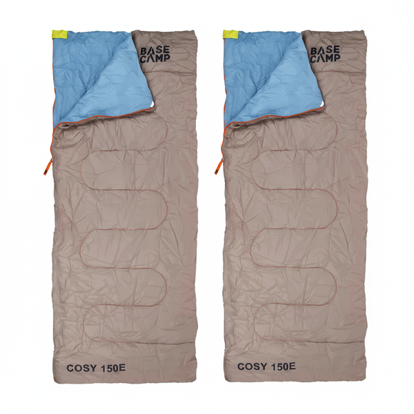 Basecamp Cozy Sleeping Bag for Camping - Lightweight Blue Design - 2 Pack