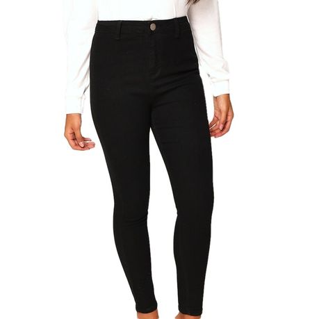 ladies black high waisted skinny jeans