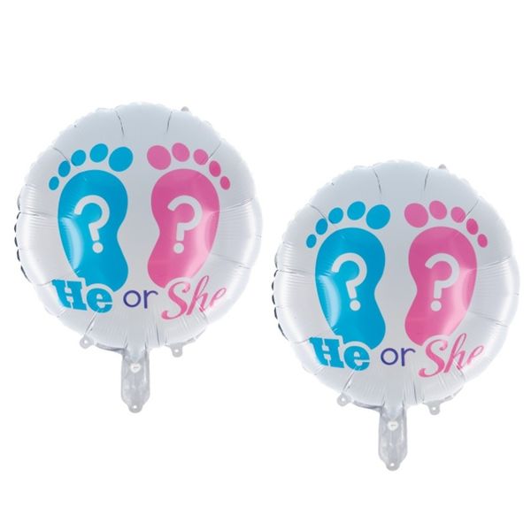 Gender Reveal Decor Foil Helium Balloon - Boy or Girl? 18-Inch - Set of 2