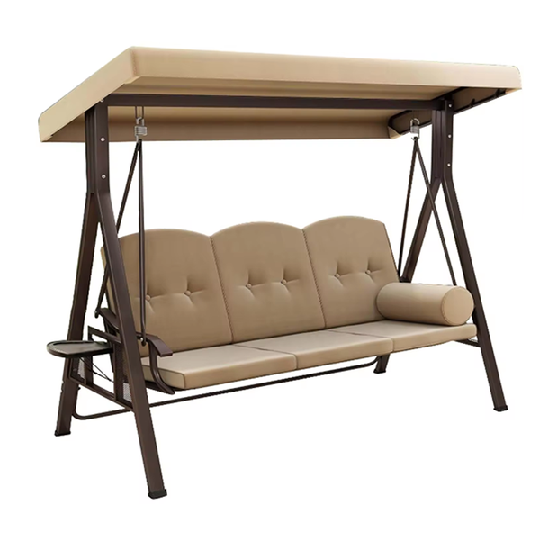 Outdoor 3-Seat Hanging Hammock Chair With Roof