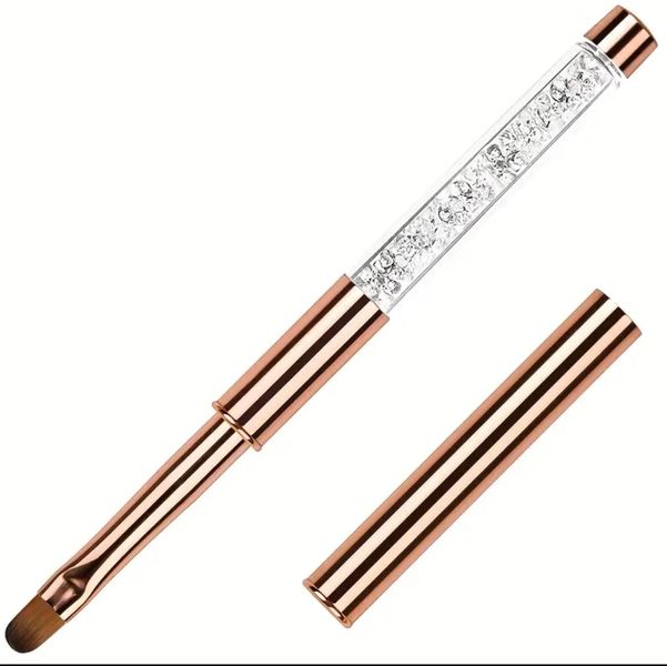 Rose Gold Gel Brush with Rhinestone Handle - Size 8