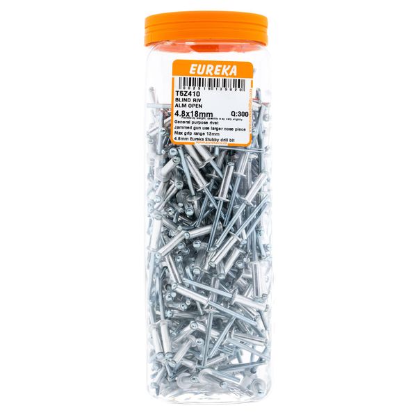 EUREKA Blind Rivet Aluminium Open 4.8 x 18mm Q:300 T5Z410