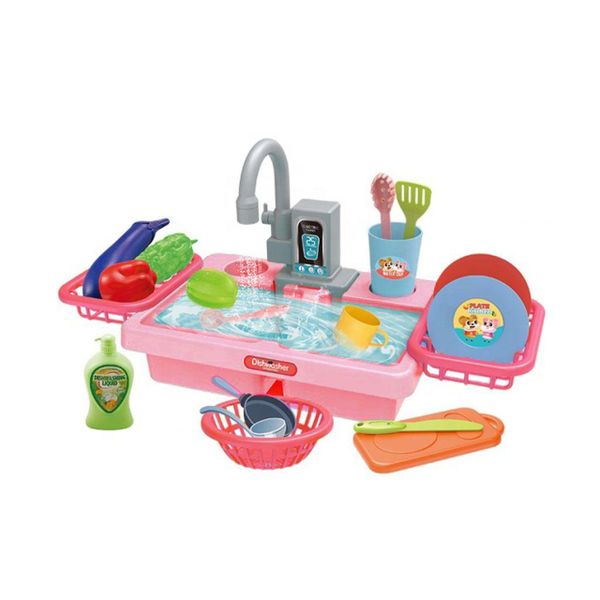 19 Pieces Of Pre-Schoolers Simulation Electric Kitchen Dishwashing Sink Toy Set