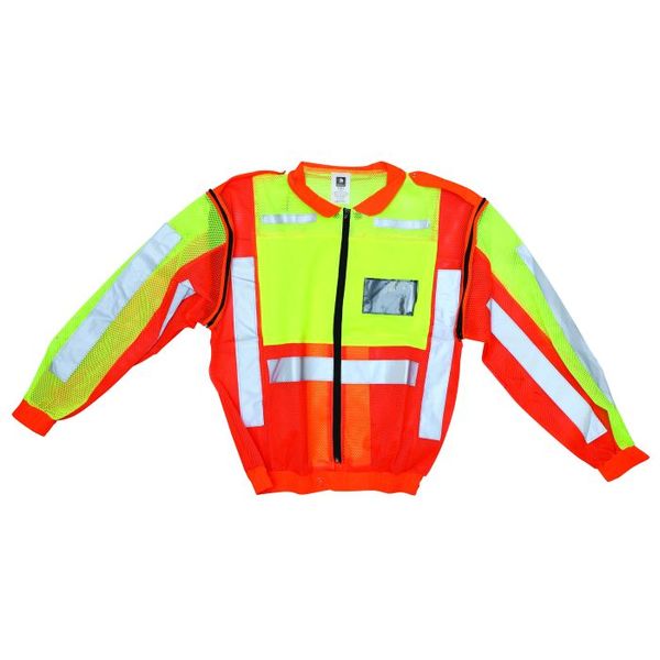 Lime and Orange XL Reflective Collar Jacket with Detachable Sleeves