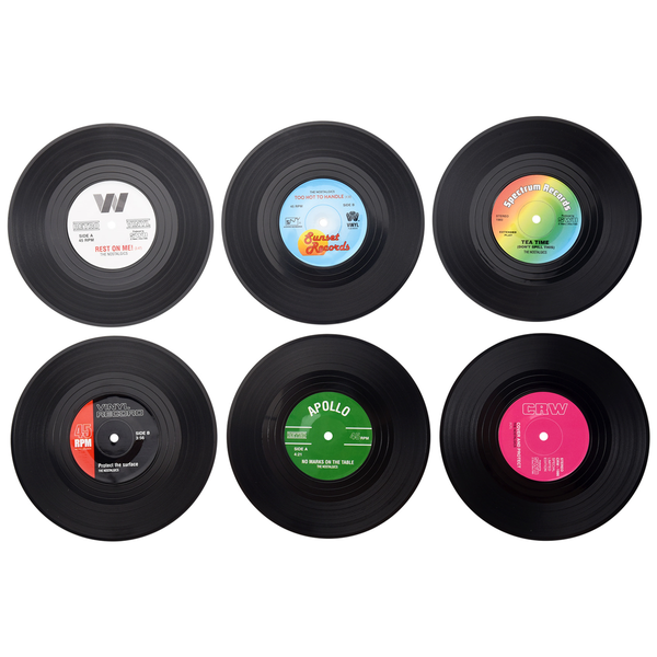 Set Spinning Retro Vinyl Disc Drink Coasters 6Pieces