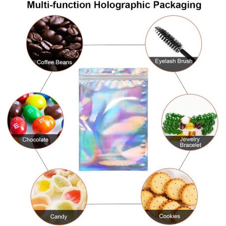 20x30cm Zip Lock Bags, Large Holographic Mylar Foil Ziplock Food