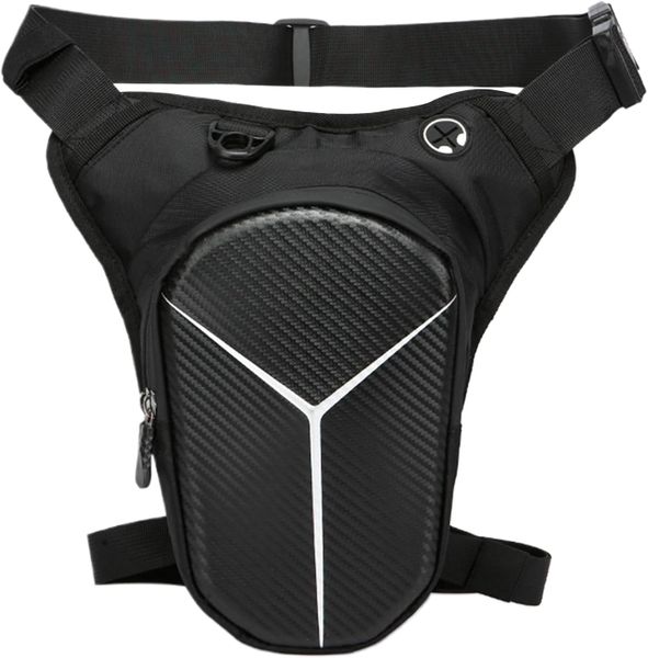 Motorcycle Leg Fanny Pack,Adjustable Pouch 2 Zippered Pockets Bag