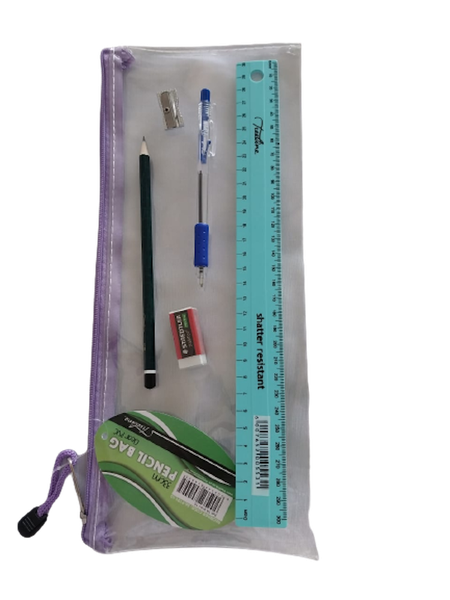 Clear Pencil Case And Pens Set