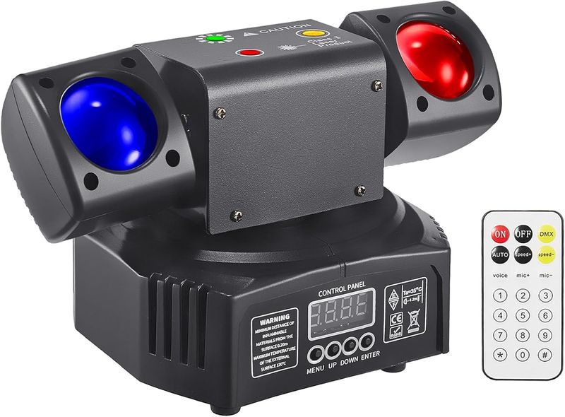 Expees - Mini LED Moving Head Effect Lights, Double Head, RGB Color