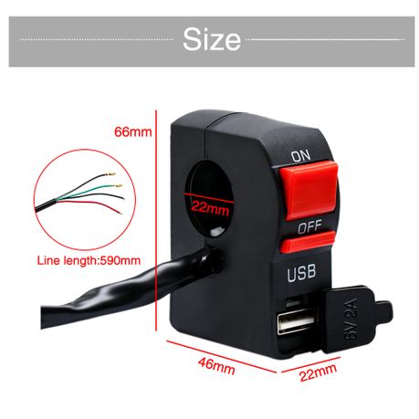 Motorcycle ON/OFF Switch with USB Buy Online in South Africa | takealot.com