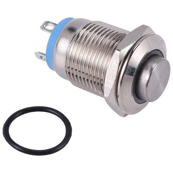 3V Push Button Switch Doorbell Blue LED 12 mm Silver