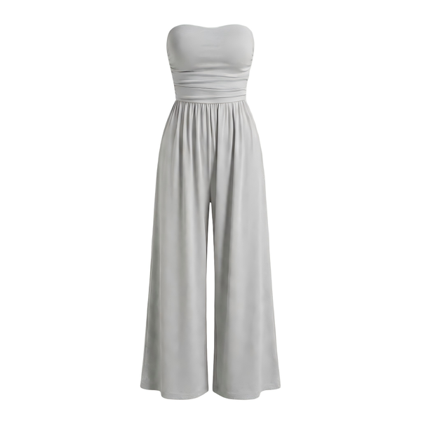 Strapless Tube Top Wide-Leg Jumpsuit - High Waist Casual Summer Romper